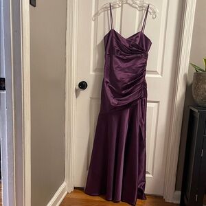 Dessy Collection Deep Purple Satin Gown